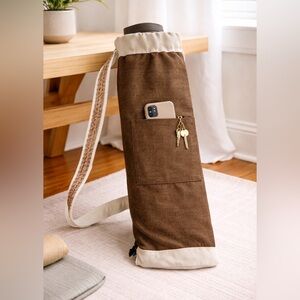 Handmade Velvet Yoga Mat Bag Drawstring Carry Bag Artisan Cotton & Velvet